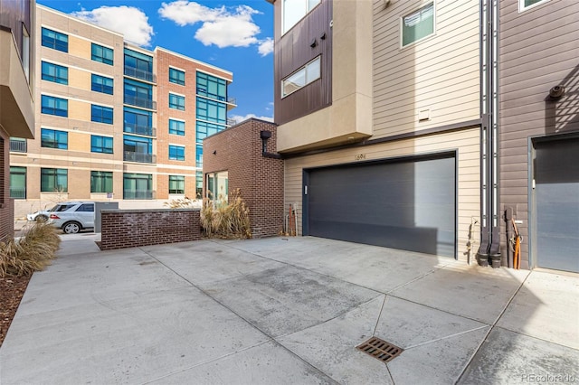 exterior space featuring a garage