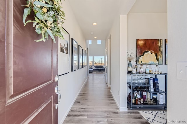 4585 High Mesa Cir, Castle Rock, CO 80108 - hall featuring wood finished floors, baseboards, and recessed lighting