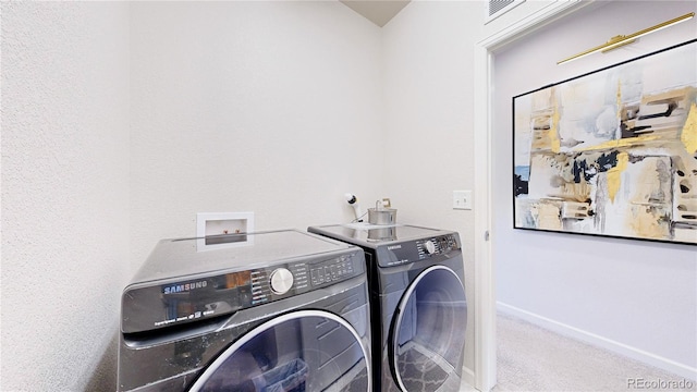 4585 High Mesa Cir, Castle Rock, CO 80108 - washroom featuring washing machine and dryer, carpet, and baseboards