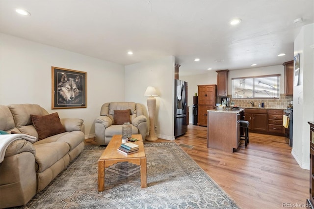 living room featuring light wood-type flooring