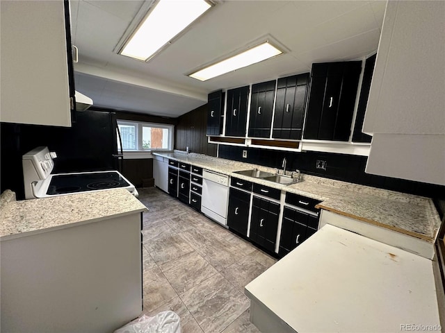 kitchen featuring sink, white dishwasher, and electric stove