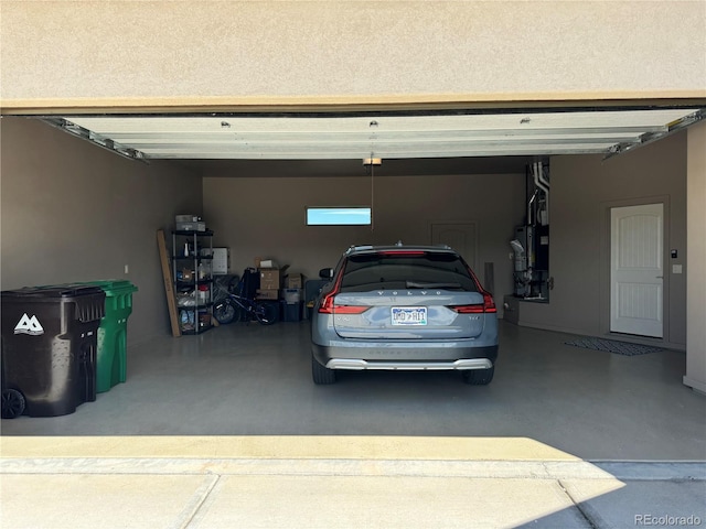 garage with gas water heater