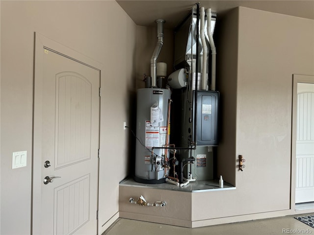 utility room with water heater