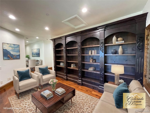 living room with wood-type flooring