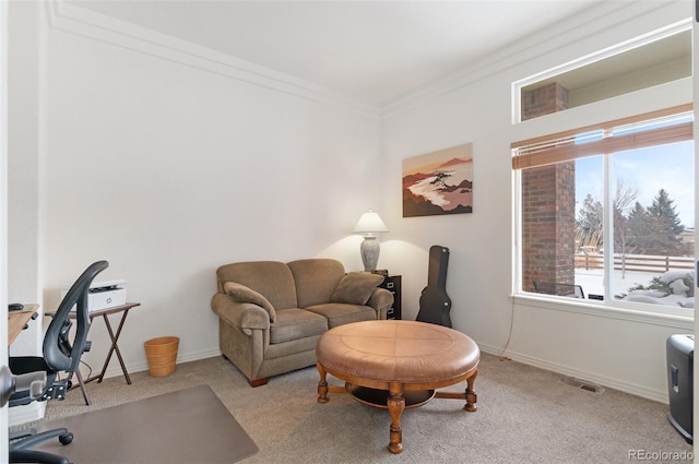 interior space featuring ornamental molding