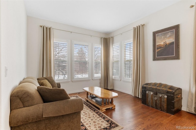 living room with hardwood / wood-style flooring