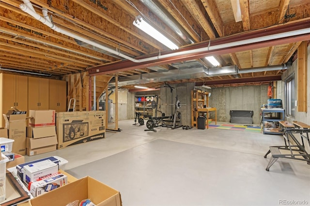 basement with water heater