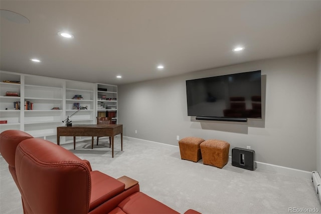 5164 E Princeton Ave, Cherry Hills Village, CO 80113 - living room featuring recessed lighting, baseboards, and light carpet