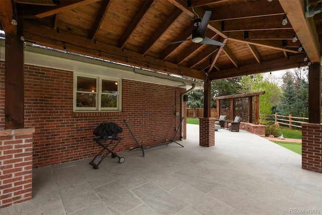 5164 E Princeton Ave, Cherry Hills Village, CO 80113 - view of patio / terrace with a gazebo, fence, and ceiling fan