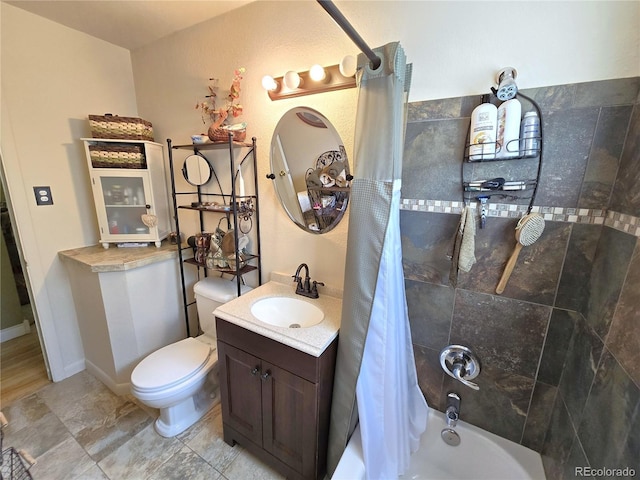 1245 S Forest St, Denver, CO 80246 - bathroom featuring shower / tub combo with curtain and vanity