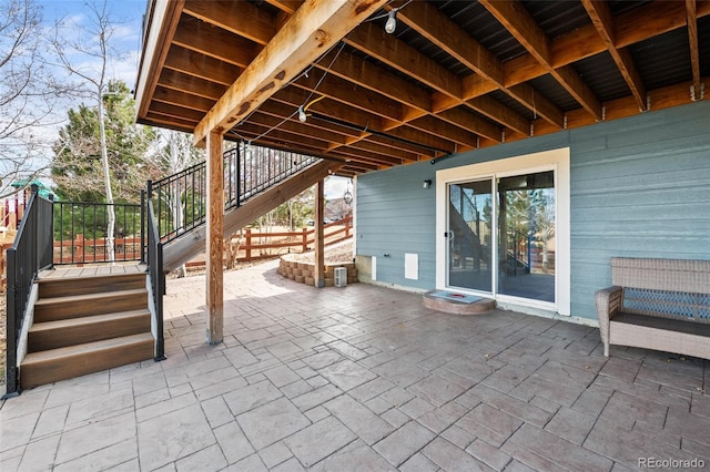 view of patio / terrace with stairway