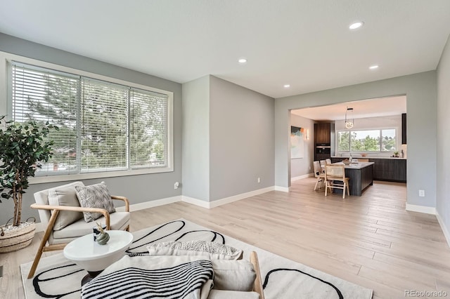 7400 S Genoa Cir, Centennial, CO 80016 - living room with light wood-type flooring and recessed lighting