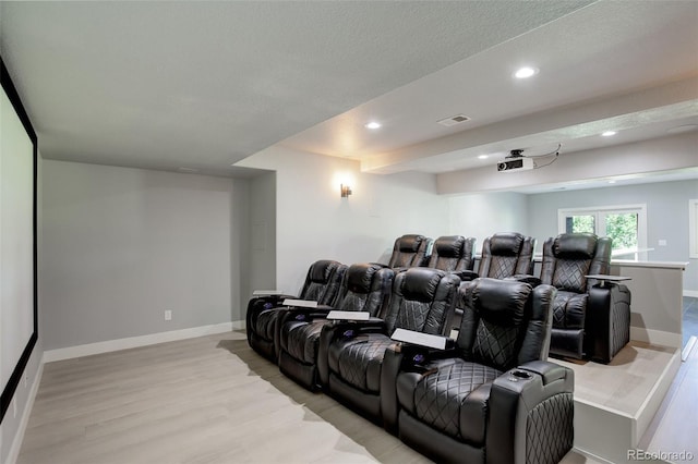 7400 S Genoa Cir, Centennial, CO 80016 - home theater featuring light wood-type flooring and recessed lighting