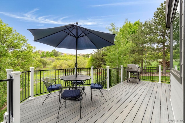 920 Shady Oak Ln, Castle Pines, CO 80108 - deck featuring outdoor dining area and grilling area