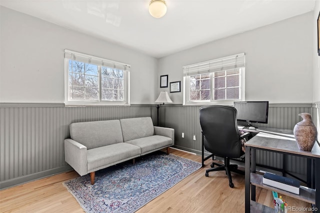 office space featuring hardwood / wood-style floors