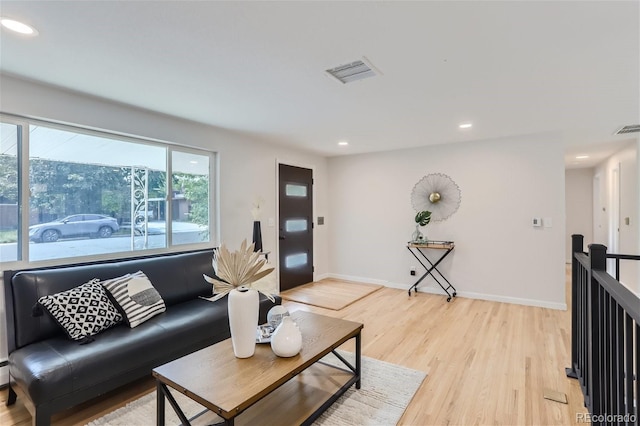 living room featuring light hardwood / wood-style floors