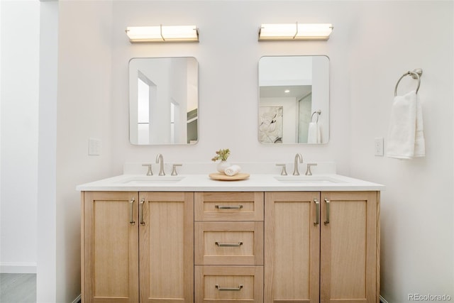 full bathroom featuring double vanity and a sink