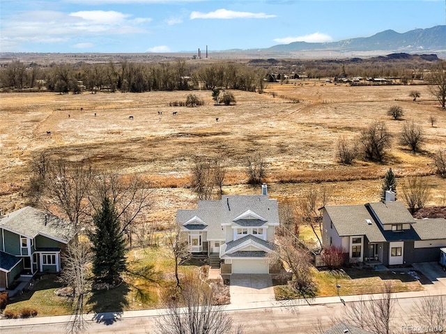 aerial view with a mountain view