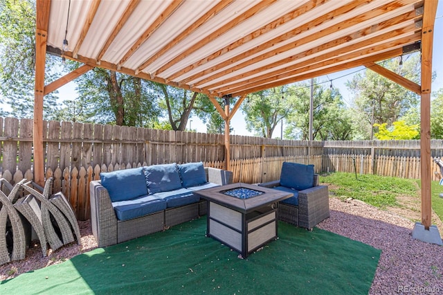 1521 Columbine Blvd, Colorado Springs, CO 80907 - wooden deck featuring an outdoor living space with a fire pit and a fenced backyard