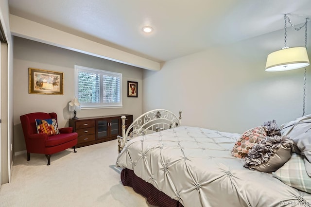 bedroom featuring carpet flooring and recessed lighting