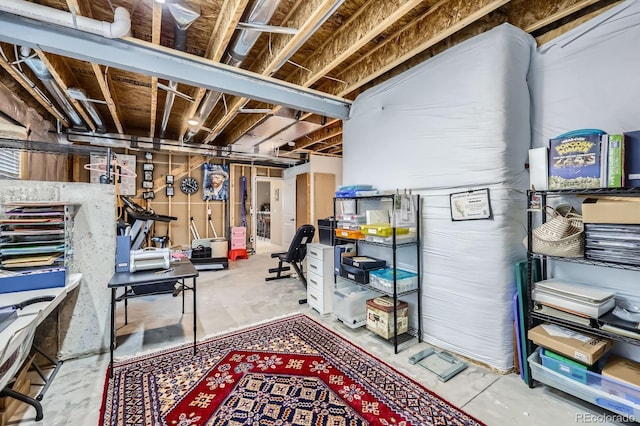 view of unfinished basement