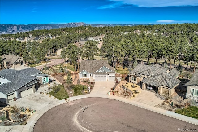 bird's eye view with a mountain view and a residential view