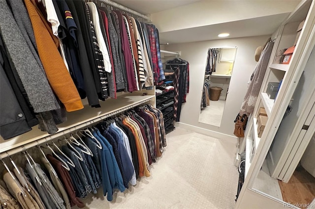 spacious closet with carpet