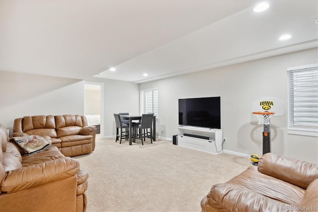 living room with carpet flooring