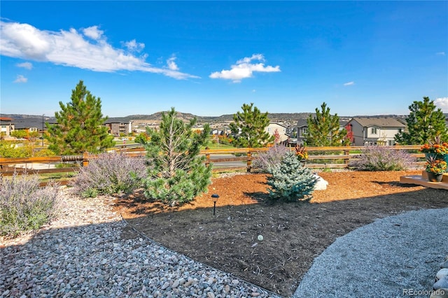 view of yard featuring a mountain view