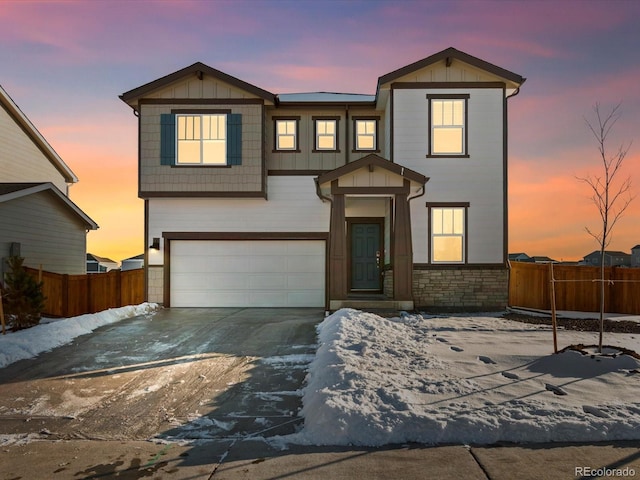 view of front facade with a garage