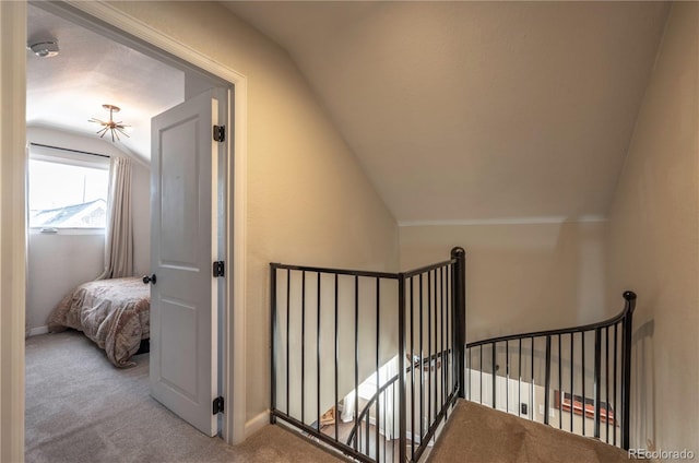 315 Maestes St, Johnstown, CO 80534 - stairs featuring baseboards, carpet, and lofted ceiling