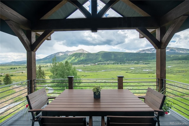 view of mountain feature with a rural view