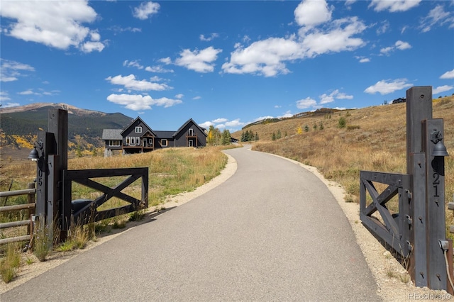 view of road featuring a mountain view