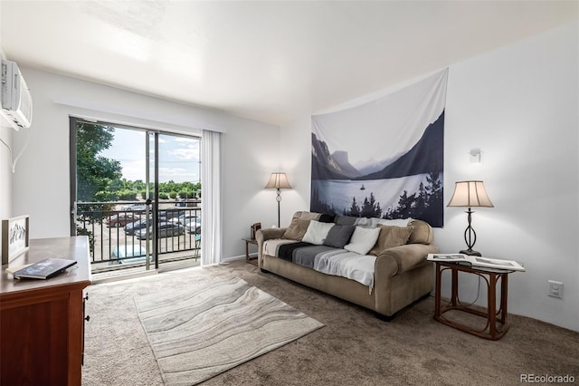 5995 W Hampden Ave Unit 20B, Denver, CO 80227 - living room with carpet and a wall mounted air conditioner