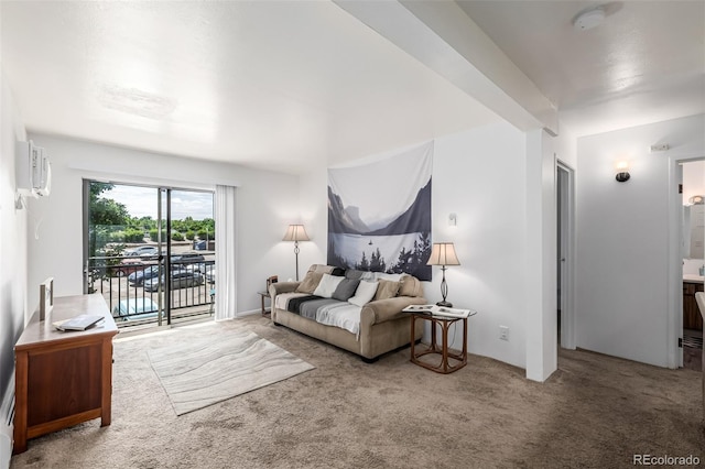5995 W Hampden Ave Unit 20B, Denver, CO 80227 - carpeted living room with an AC wall unit