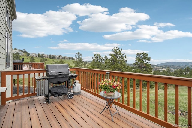 deck featuring a mountain view