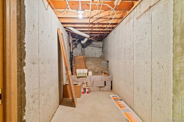 view of unfinished basement