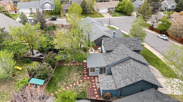 aerial view with a residential view