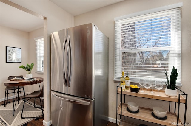 kitchen featuring stainless steel fridge