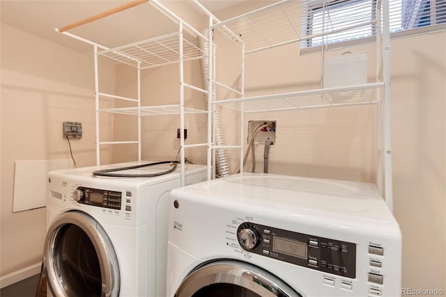 laundry room with washing machine and clothes dryer