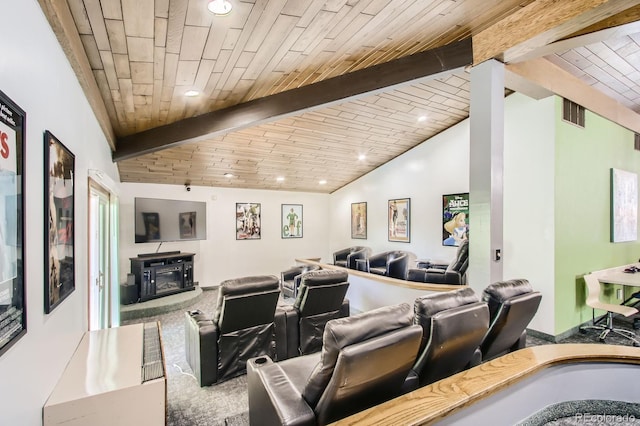 1400 Golden Cir Unit 102, Golden, CO 80401 - cinema featuring wooden ceiling, recessed lighting, and a fireplace