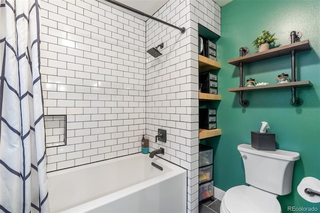 17540 Caribou Dr, Monument, CO 80132 - full bathroom featuring shower / bath combination with curtain and toilet