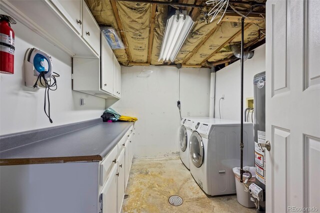 5320 W 62nd Ave, Arvada, CO 80003 - laundry area featuring separate washer and dryer, cabinet space, and water heater