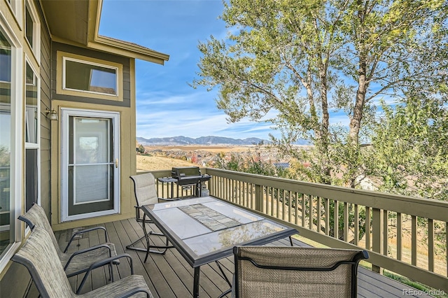 deck featuring a mountain view