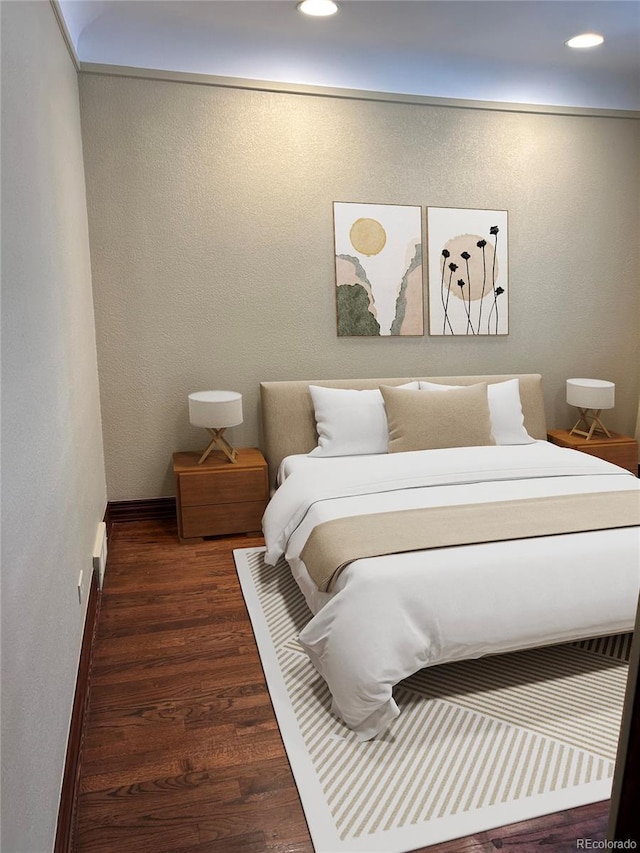 4000 Irving St, Denver, CO 80211 - bedroom featuring wood finished floors, baseboards, recessed lighting, and a textured wall