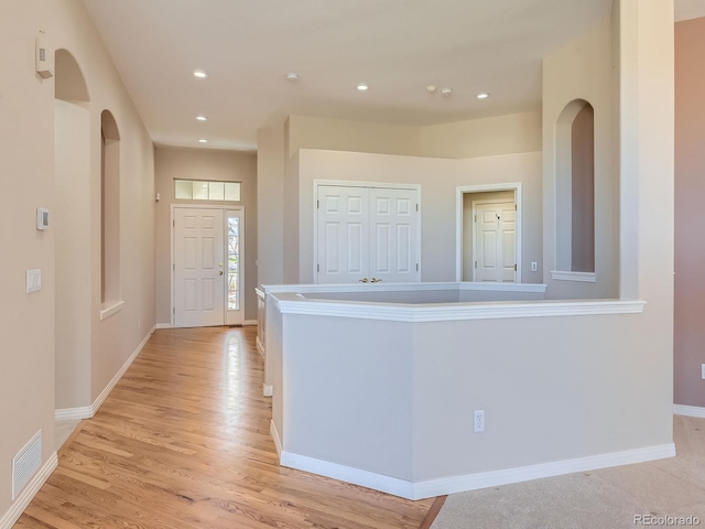 entrance foyer with light wood-type flooring