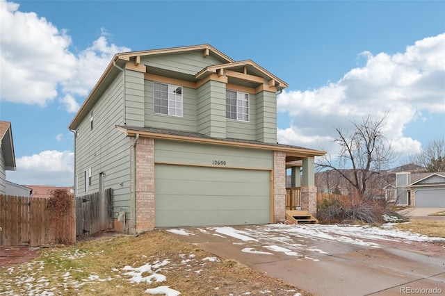 view of front of property featuring a garage