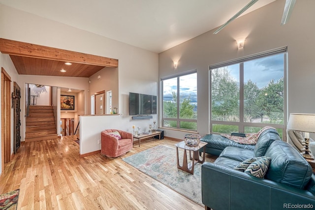 living room with hardwood / wood-style flooring