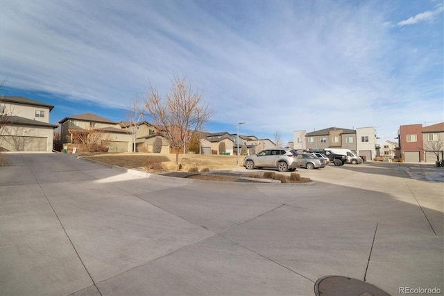 view of road with a residential view