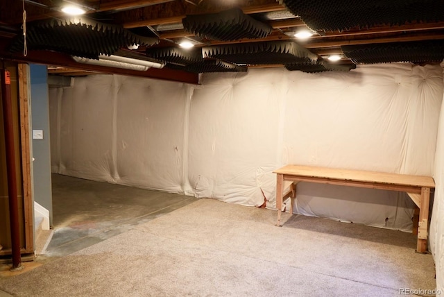 view of unfinished basement